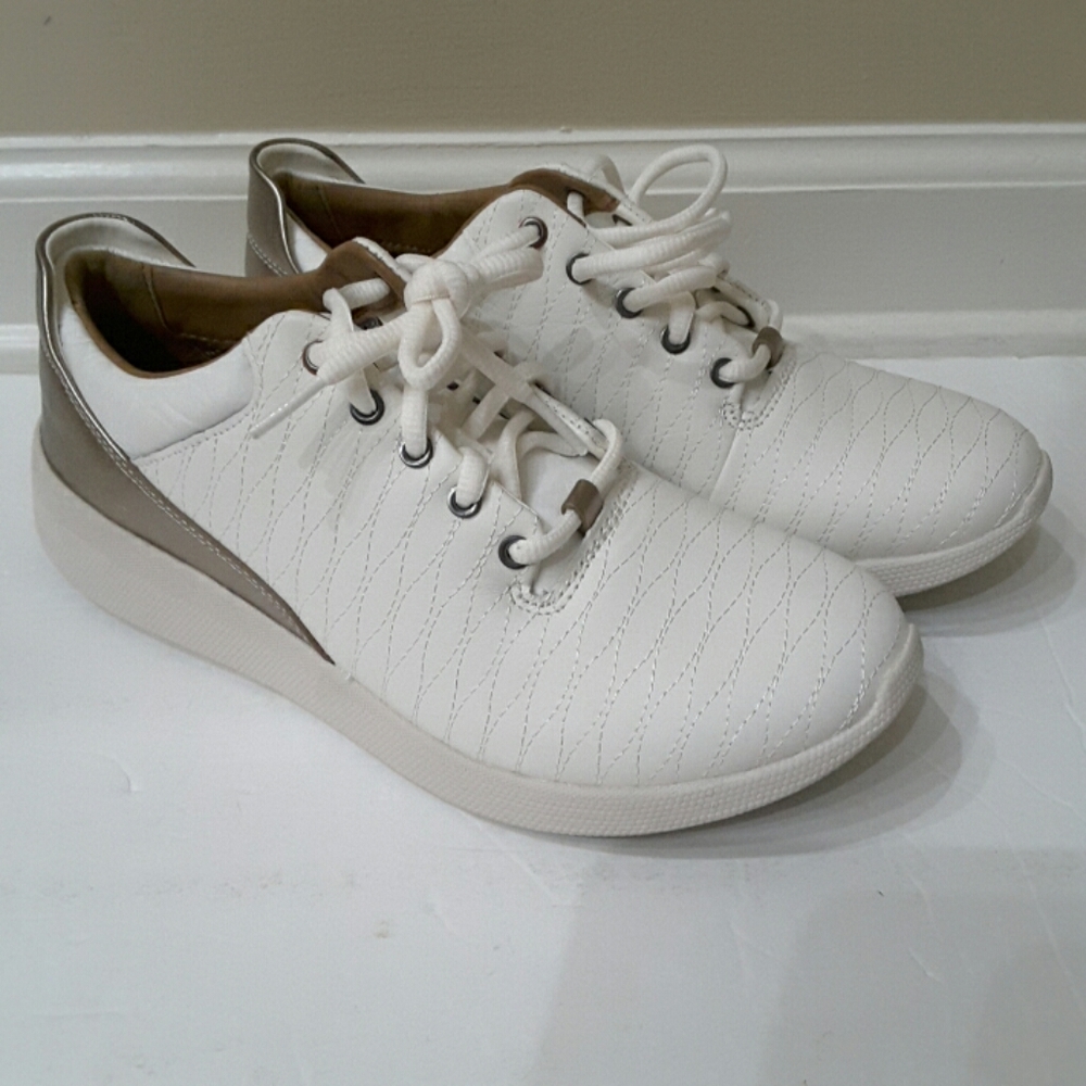 Clarks Unstructured Womens UN Alfresco Cuir Blanc